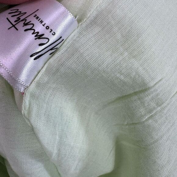 Elementree Midi Dress Womens Large Green LInen 3/4 Sleeve Comfort Shift Tunic - Picture 6 of 10